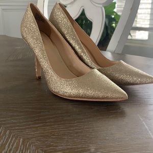 Nine West Gold Glitter Heels.